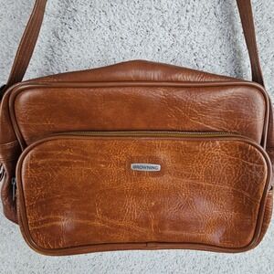 Vintage Browning Leather Laptop Carry On Bag Luggage Zip Shoulder Bag